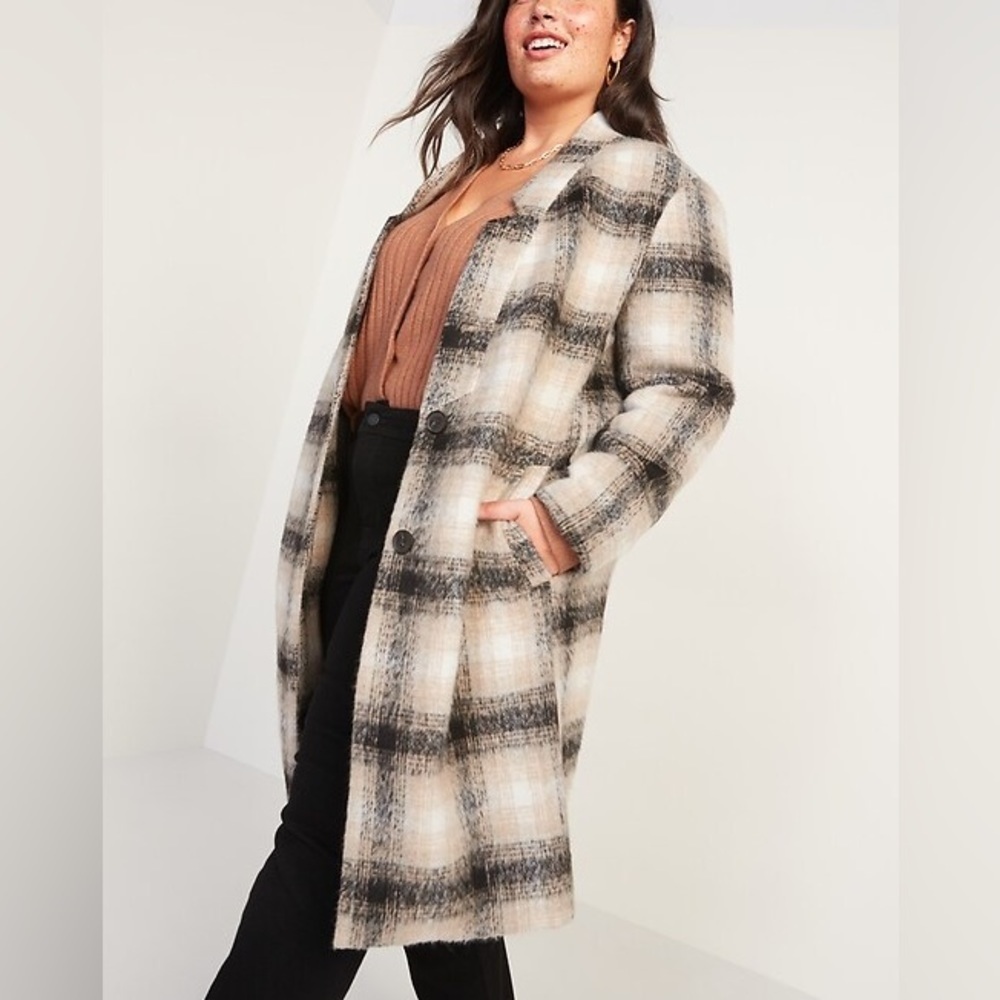 Old navy plus oversized plaid overcoat